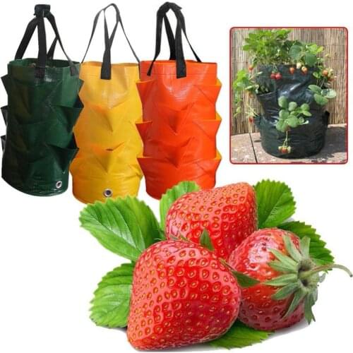 Strawberry Planting Growing Bag 3 Gallons Multi-mouth Container Bags Grow Planter Pouch Root Bonsai Plant Pot Garden Supplies