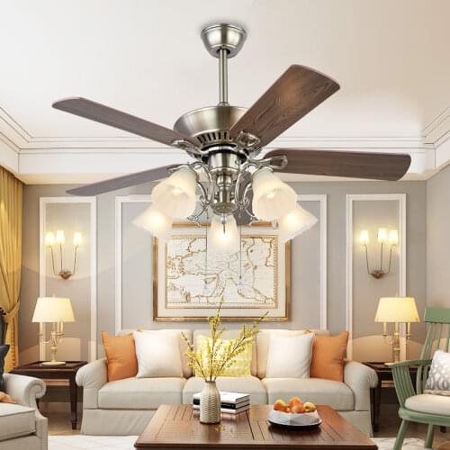 New LED Popular Fan Light Modern Simple Dining Room Fan Light Fashion Bedroom Living Room Wood Leaf Ceiling Fan Lamp