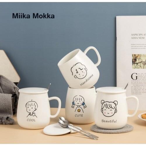 Simple Hand Painted Coffee Mug Water Cup Ceramic Mug Valentines Day Festival Gift Cute Cartoon Couple Cups Coffee Cup