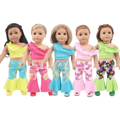 Off-The-Shoulder Flared Swimsuit Fit 18 Inch American Doll And 43cm Baby New Born Doll，Our Generation ,DIY Gift For Childrens