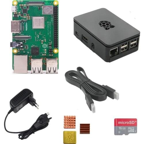 Raspberry Pi 3 Model B+ with ABS Case 5V 3A Power Adapter Aluminum Heat Sink and HDMI cable SD Card Optional for RPI 3 B plus