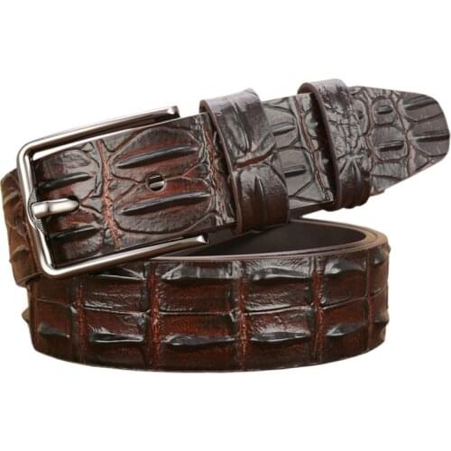 New Fashion Luxury Crocodile Skin Design Men Belt Genuine Leather Pin Buckle Alligator Jeans Belts For Mens