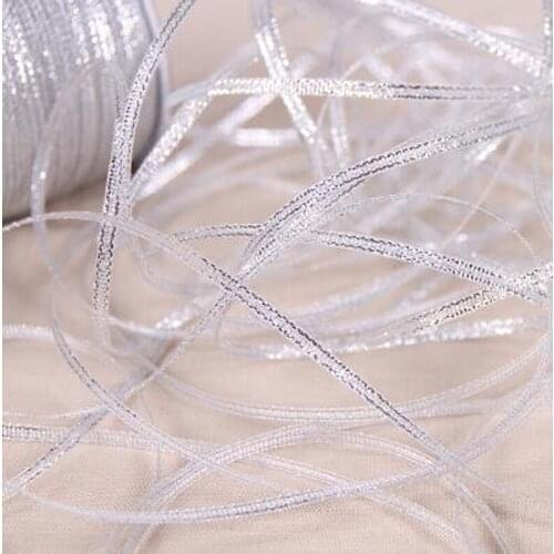 A Roll 790Metes 3mm Silver Polyester Orangnza Ribbon Material For Festive Party Decorative Gift Wrapping Packing Fabric Ribbons