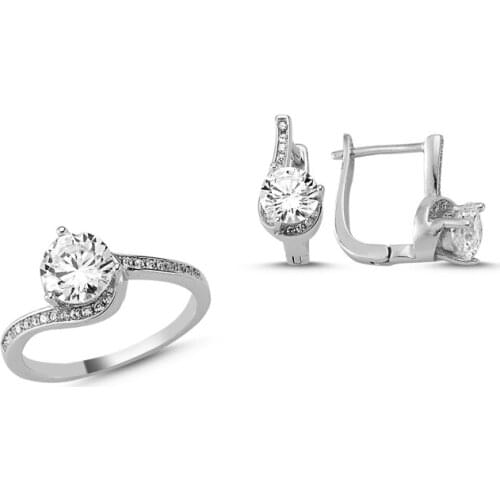 Silverlina Silver Zircon Stone Engagement Set