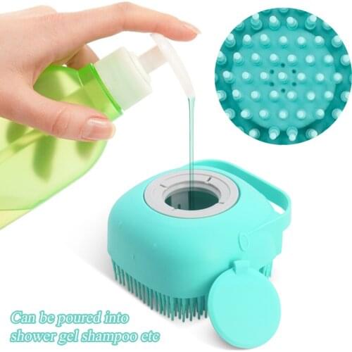 Silicone Bath Body Brush Shower Scrubber with Gel Dispenser Soft Massager Shower Loofah Brush 80ml Baby Shampoo Grooming Brushes