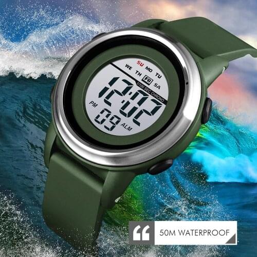 SKMEI Teenager Sport Digital Watch 50M Waterproof Men Alarm EL Light Stopwatch Clock Male Wristwatch Relogio Masculino 1594