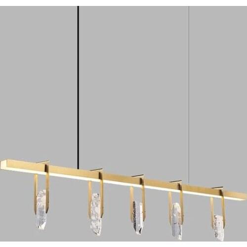 Modern Simple LED Chandelier Dining Room Island Crystal Long Hanging Lamp Kitchen Restaurant Bar Designer Creative Gold Fixtures