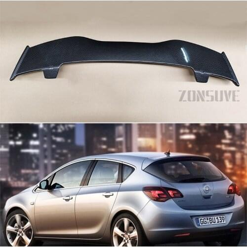 Use For Opel Astra 2010 Spoiler ABS Plastic Carbon Fiber Look Hatchback Roof Rear Wing Body Kit Accessories