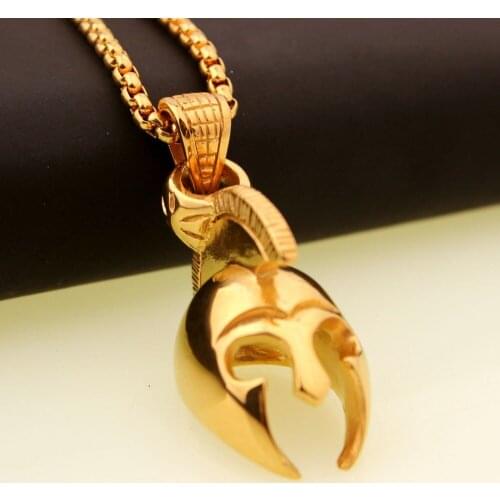 Vintage Style Stainless Steel Charming Gold General Helmet Pendant Necklace Mens Unisexs Jewelry Free Box Link Chain Xmas Gift