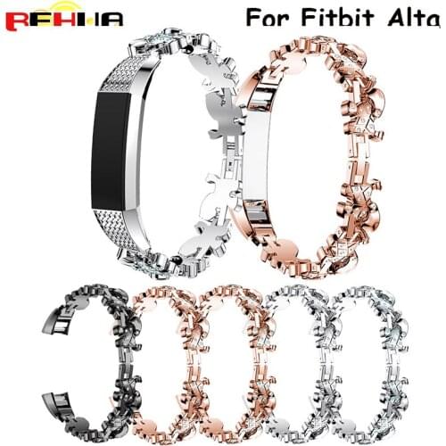 High quality Watchband Genuine Stainless Steel Watch Bracelet Band Strap For Fitbit Alta Watch band with Rhinestones Newest