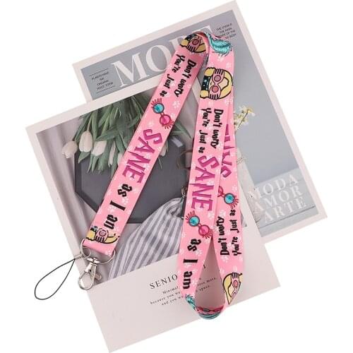 ZF3248 1pcs Pink Cartoon Wizard Student Lanyard Card Holder Child Hanging Neck Phone Lanyard Keys USB Badge Holder DIY Hang Rope