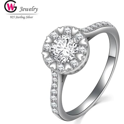 Elegant Luxury Jewelry For Women 925 Sterling Silver Cubic Zircon Rings for Engagement Wedding Gift