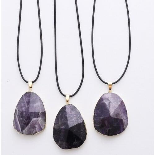 Natural Stone Purple Amethys Charms for Women Necklace Pendants Handmade Diy Jewelry Healing Buddha Lucky Necklace 50cm