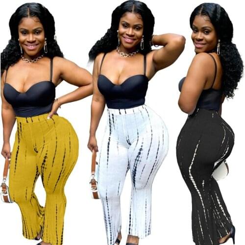 Women Tie Dye Print Casual Sexy Summer Long Pant Sheath Sexy Club Party Trousers Ladies Capris