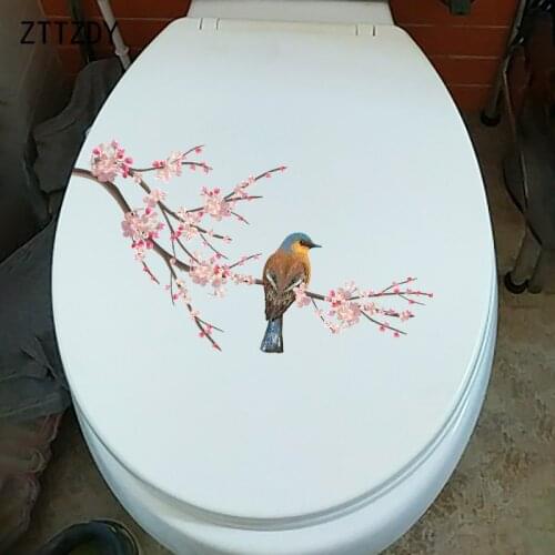 ZTTZDY 23.5×17.7CM Classical Art Bird On Branch Bathroom Toilet Stickers Home Wall Decoration T2-1174