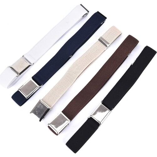 2020 Boys Girls Elastic Belt Children Kids Adjustable Solid Color Unisex Canvas Belts BLACK 1PC
