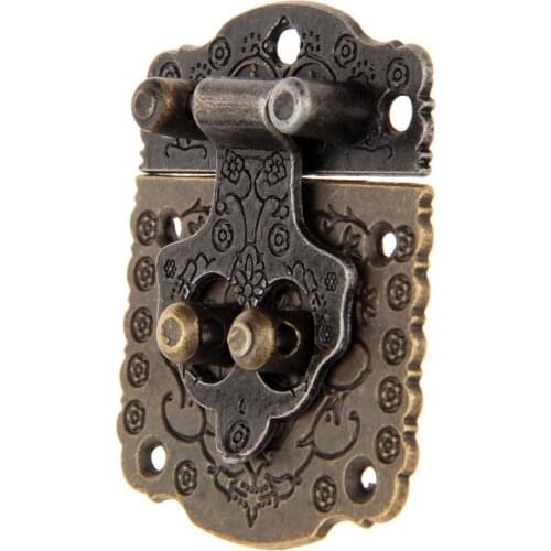 1pc Box Latch Hasp 53x41mm 7 Screws Vintage Antique Bronze Iron Decorative Hook Wooden box lock Padlock case buckle hardware