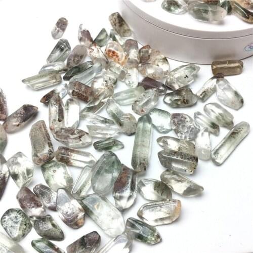 100-500g Natural Garden Green Phantom Point Quartz Crystal Mineral Specimen