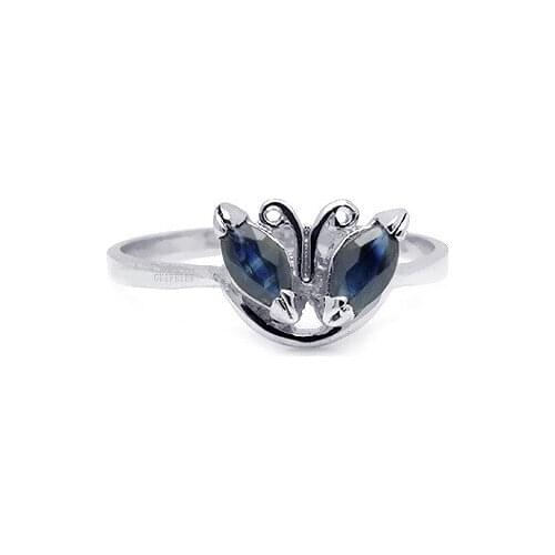 100% Natural Sapphire Ring 2.5mm*5mm Natural Sapphire Silver Ring Fashion 925 Silver Butterfly Ring for Young Girl
