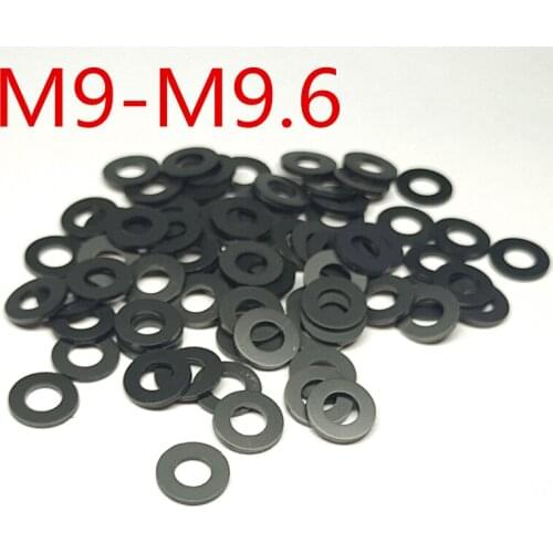 100pcs M9-M9.6 thickness 0.15/0.2/0.25-1 mm High Precision Black Color Polyslider Graphite Nylon Flat Washer