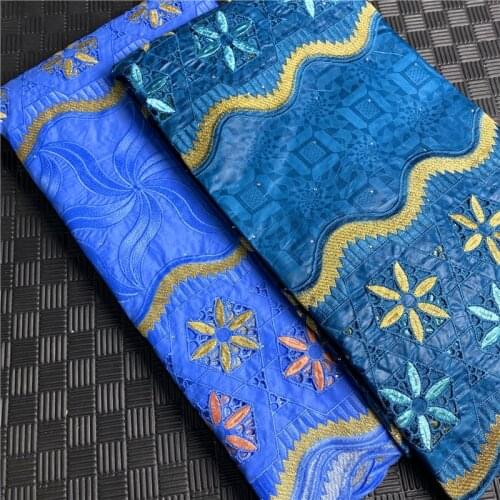 2.5 y Swiss lace fabric +2.5 y Bazin Brode riche Embroidery African 100% cotton fabrics voile lace Dubai style 4L042101