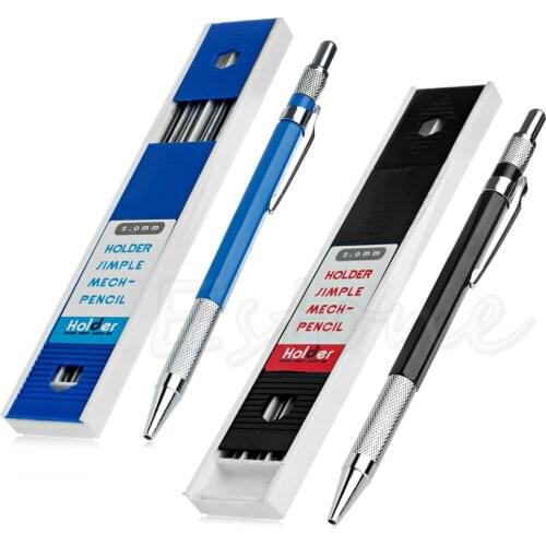 2mm 2B Lead Holder Automatic Mechanical Drafting Draughting Pencil 12x Leads New