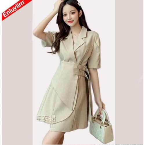 2021 New Design French Style Womens Fashion Cute Basic Wear Mini Office Lady Work Shirt Dress