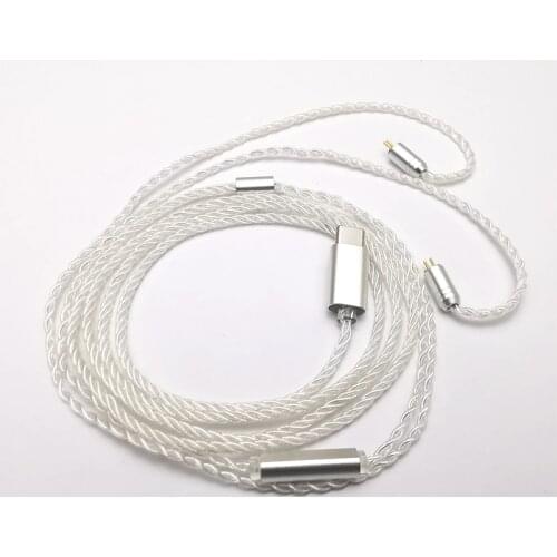 4 Core Silver Plated Copper Upgrade Cable TYPE_C plug with microphone MMCX/0.78mm 2Pin/QDC/TFZ Headphone Wire