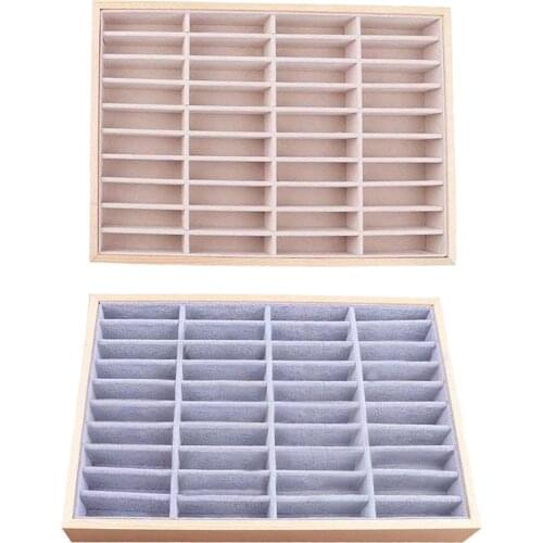 40 Grid Show Box Jewelry Tray Case with Velvet Elegant Organizer Storage Box Jewelry Display Case for Drawer Dresser