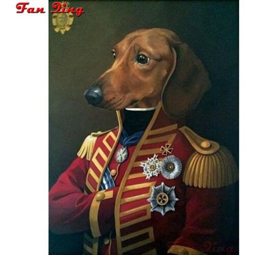 5D Diy Diamond Painting Cartoon Dog In Uniform 3D Embroidery Cross Stitch Rhinestone Mosaic Handmade Home Decoration Gift