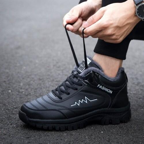 Hot Platform Boots Men Black Safety Shoes Winter Women Warm Cotton Shoe Casual Sport Snow Boot Couple Lightwear Nonslip Sneakers