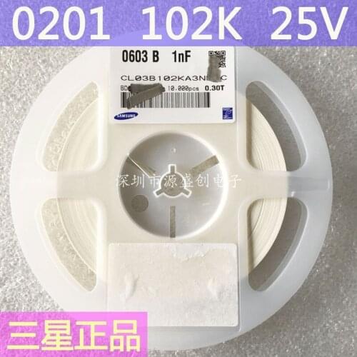 CL03B102KA3NNN CL03B102KO3NNN 0201 1nF(102) ±10% 25V 16V CL03B102JA3NNN Chip capacitors 1nF ±5% 25Vdc X7R 0201/0603 SMD MLCC