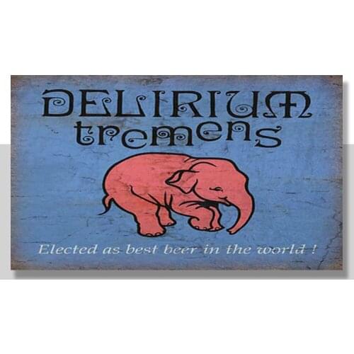 DELIRIUM TREMENS BELGIAN LAGER BEER VINTAGE PUB BAR METAL TIN SIGN POSTER PLAQUE