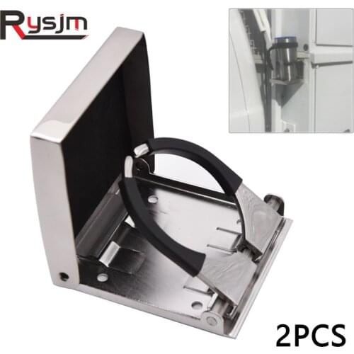 2 piece Stainless Steel Adjustable Folding Cup Drink Holder Universal Drink Bottle Holder Marine Boat Truck RV Boat Accessories