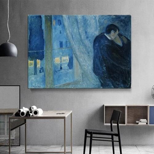 Edvard Munch Kiss by the window Famous Canvas Art Paintings Reproductions Abstract Classical Wall Posters Cuadros Home Decor