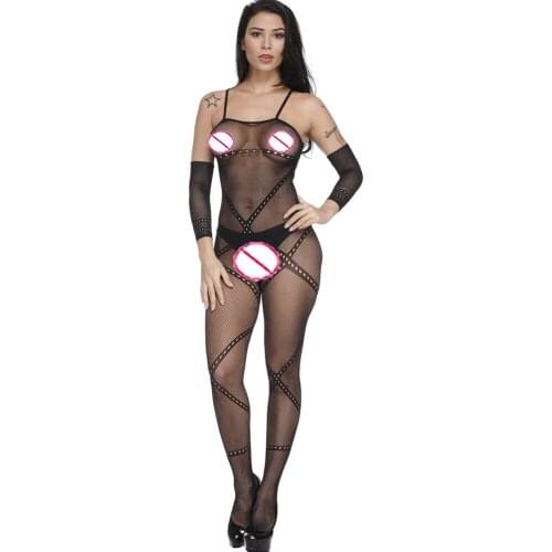 Erotic Pantyhose Bodystocking Mesh Fishnet Open Crotch Bodystocking Sexy Costumes Intimates Women Erotic underwear