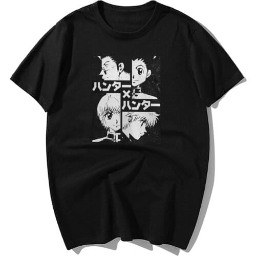 The Hunters Hunter X Hunter Mens T Shirts Japan Anime T-shirt Summer Man T-shirt Cotton Short Sleeve Tshirt Harajuku Streetwear