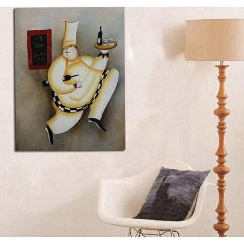 New oil painting home Decor Hand painted Abstract Happy Cook with Wine Oil Paintings Canvas Wall art Pictures for living room