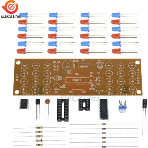 Red Blue Double Color Flashing Lights DIY Kit Strobe NE555 + CD4017 Practice Learning DIY Kits Electronic Suite