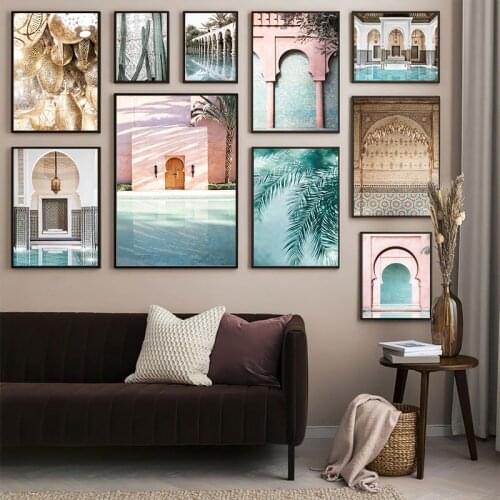 Islamic Building Wall Art Posters Nordic Architecture Canvas Paintings Landscape Plant Pictures Travel Prints Ramadan Home Decor