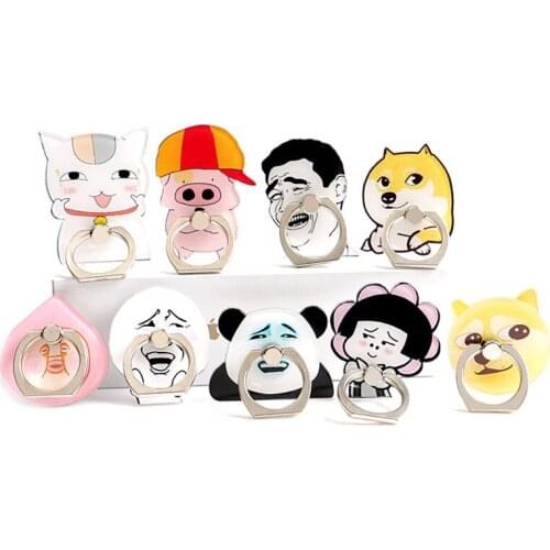 New Design Universal Metal Finger Ring cute mobile phone holder Stand Rings Interesting Emoticons Pattern Smartphone rings