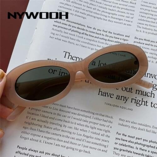 NYWOOH 90s Oval Sunglasses Women Men Vintage Small Frame Sun Glasses Female Male Retro Leopard Color Eyewear UV400