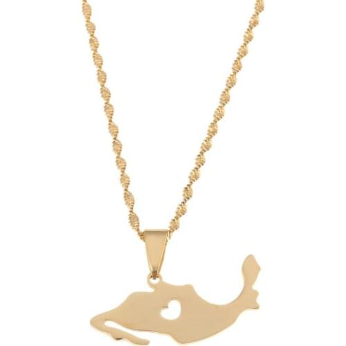 Stainless Steel Mexico Map Pendant Necklace Gold Color Mexican Maps Chain Jewelry