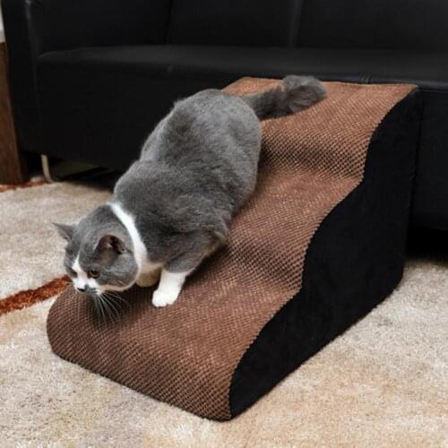 New Pet Ladder Dog Stairs Portable Corduroy Non Slip High Density Foam Pet Dogs Ladder Sponge Steps