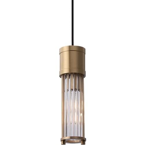 Post modern all-copper Glass rod pendant lights bedroom retro bedside single American restaurant bar hanging lamps fixtures