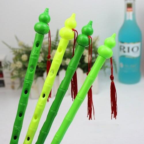 Gourd Bamboo Flute Shape Pen Blowing Neutral Gel Pen Student Pen Black Blue Two-color Double Head Pen Student School Supplies