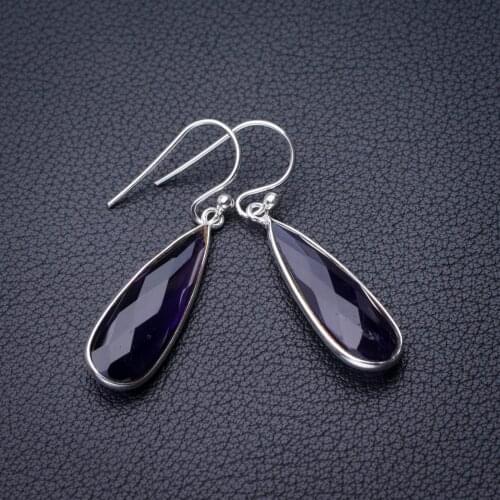 StarGems Natural Amethyst Handmade 925 Sterling Silver Earrings 1.5" D7150