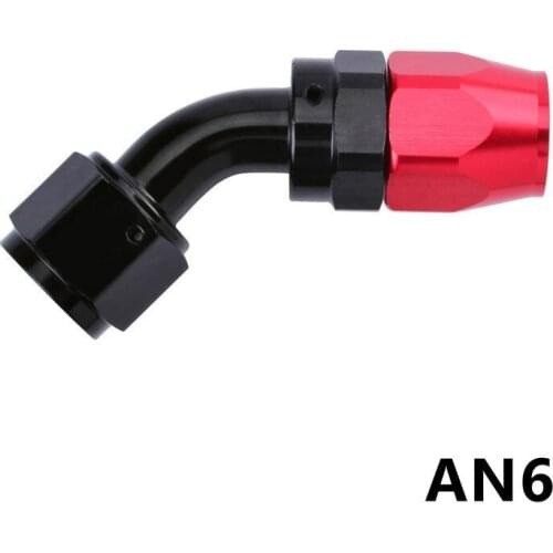 SPEEDWOW 0 45 90 180 Degree Swivel Hose End Anoized Aluminium Fuel Adapter Oil Fuel Fitting Oil Cooler Hose End AN6 Black-red