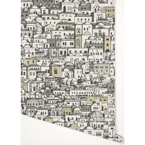 Mediterranean Nordic wallpaper with architecture buildings 3d Papeete Cuts scandinavian style 1147013