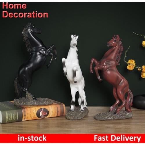 34cm Height European Resin Horse Statue Office Room Desk Decoration Accessories Animal Figurines Horse Sculpture Pop Art